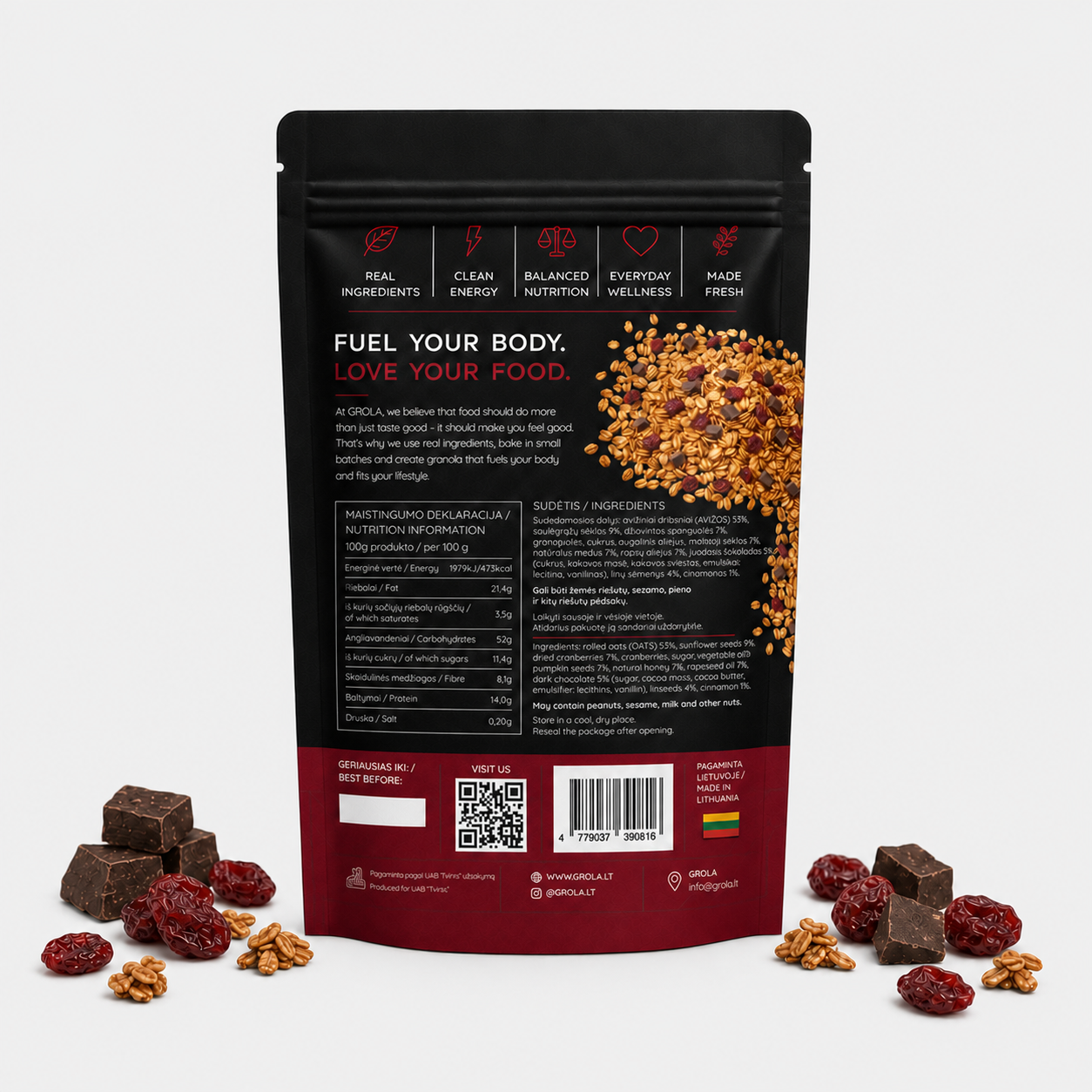 Cranberries & Dark Chocolate Baked Granola